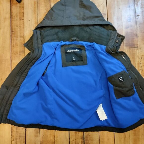 Abercrombie & Fitch jacket size Large youth gray hooded fleece lined boys AF - Picture 3 of 9